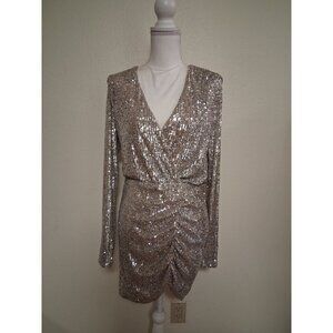 NWT Show Me Your MuMu Dress Sequin Party Hop Clubwear Silver Sz Medium MSRP $248